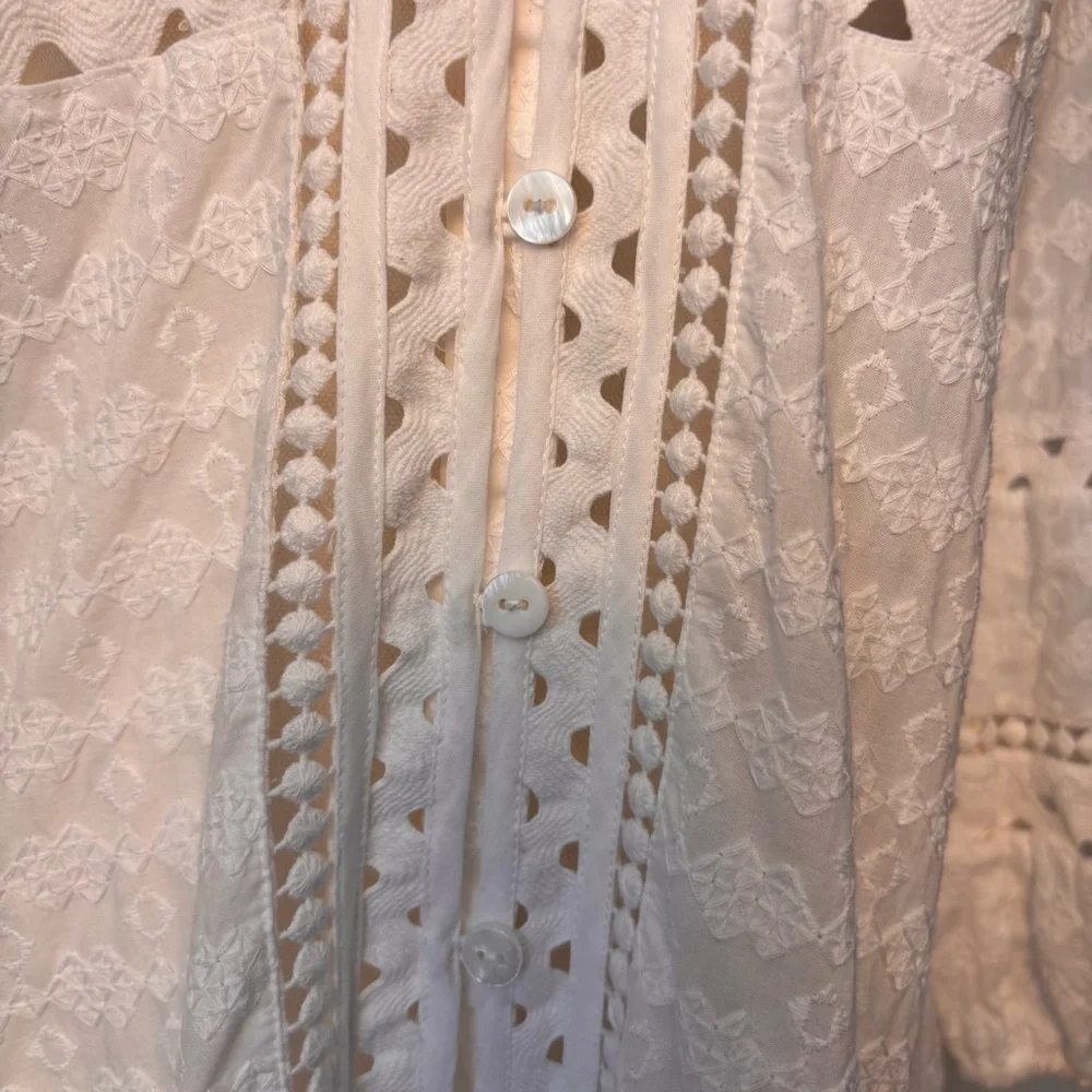 Veronica Beard Daeja V-Neck Eyelet Intricate Lace 3/4 Sleeves Mini Dress Size XS - Picture 4 of 14